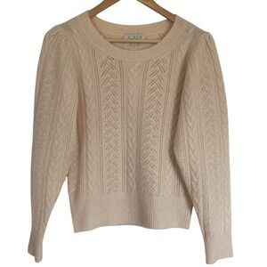 J. Crew Women's Cream Wool Alpaca Blend Sweater Size Small Poof Shoulder‎ Girly